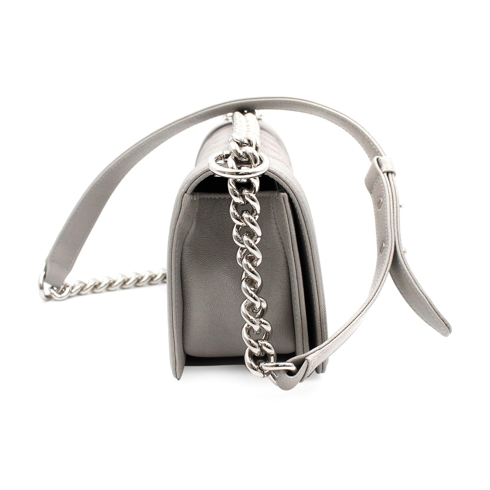 chanel grey boy bag