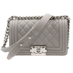 Chanel Boy Flap Bag Quilted Caviar Old Medium Gray 2257782