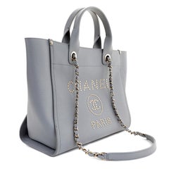 Chanel Grey Caviar Studded Deauville Tote
