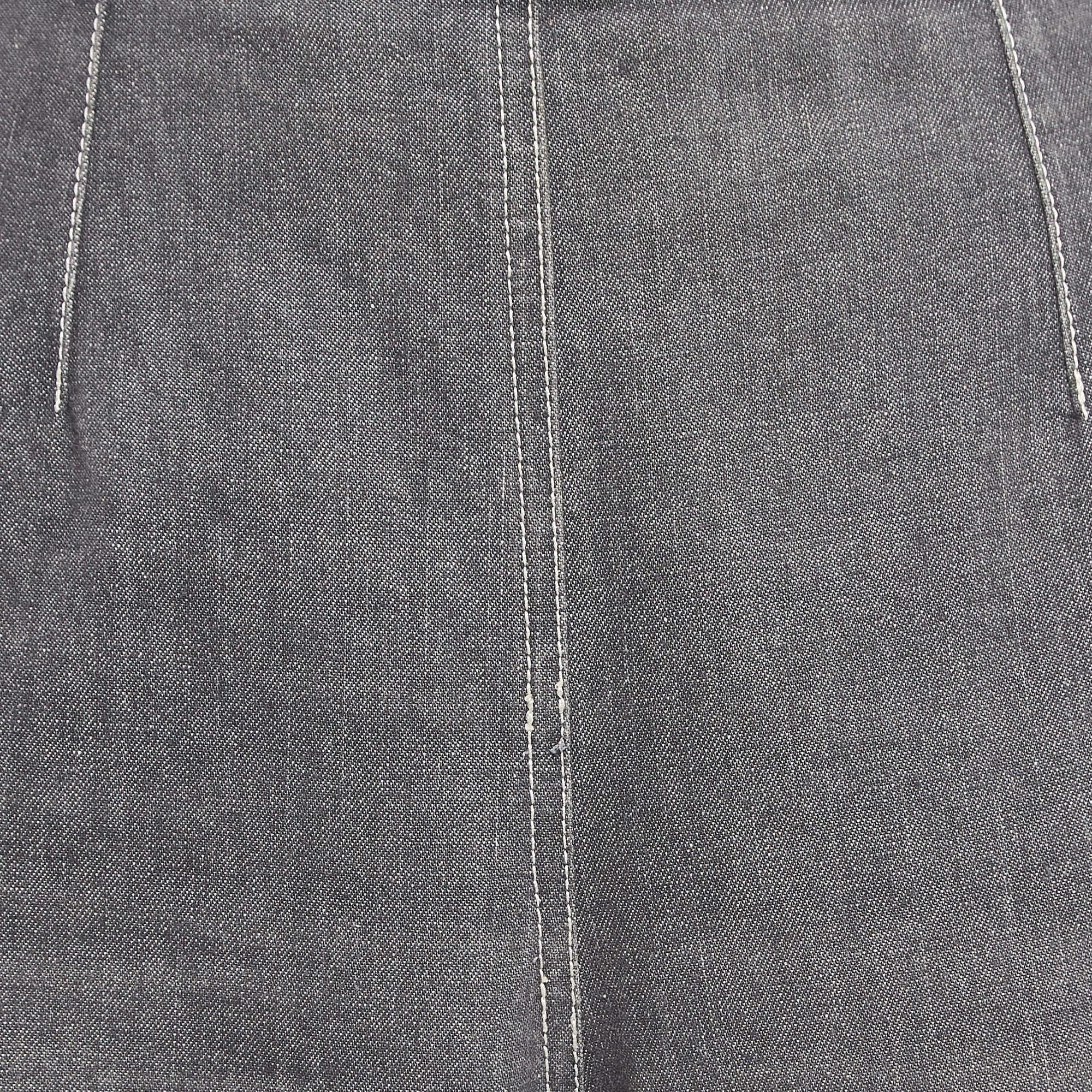 Gray Chanel Grey CC Embellished Denim Flared Jeans L Waist 32