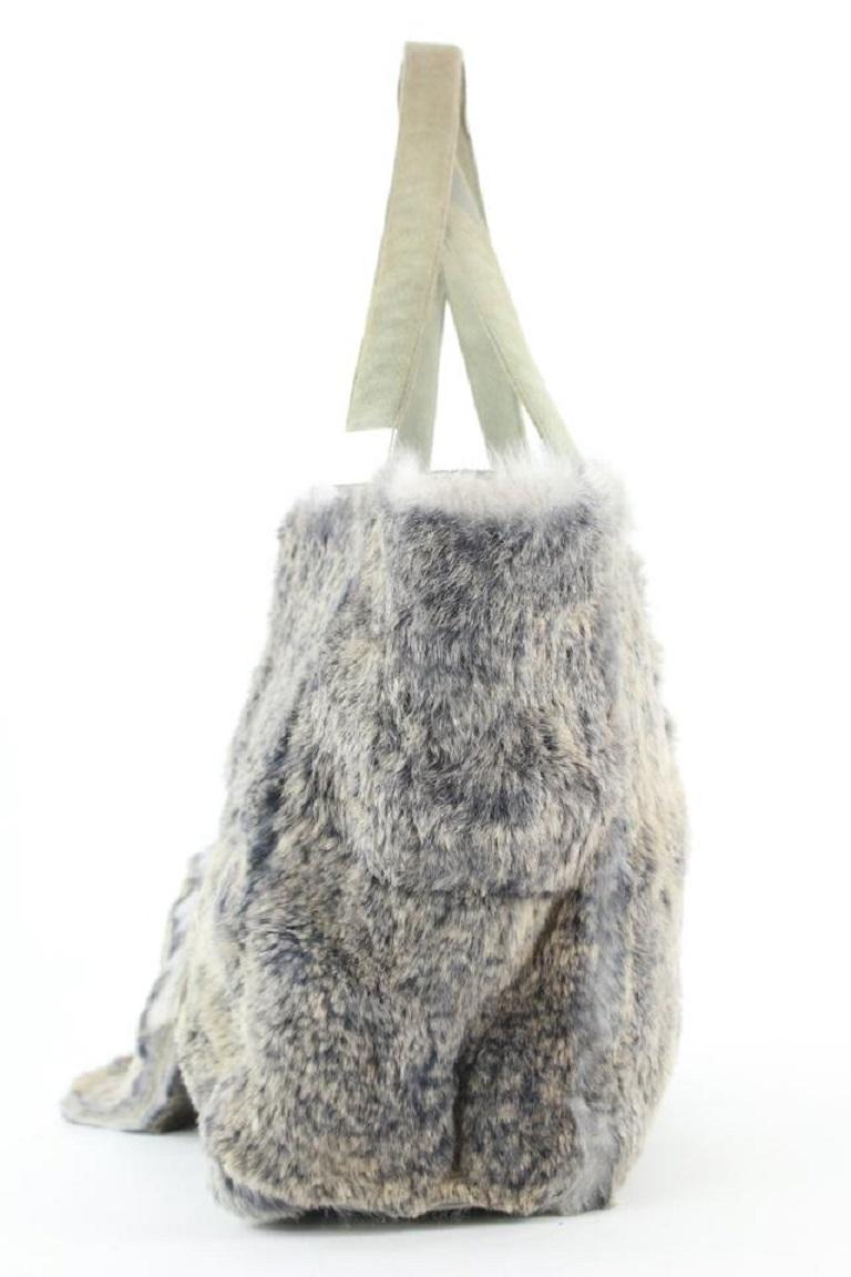 Chanel Grey CC Logo Rabbit Fur Tote bag with Pouch 227ccs211 3