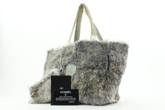 Chanel Grey CC Logo Rabbit Fur Tote bag with Pouch 227ccs211