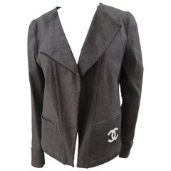 Chanel grey CC painted jacket
