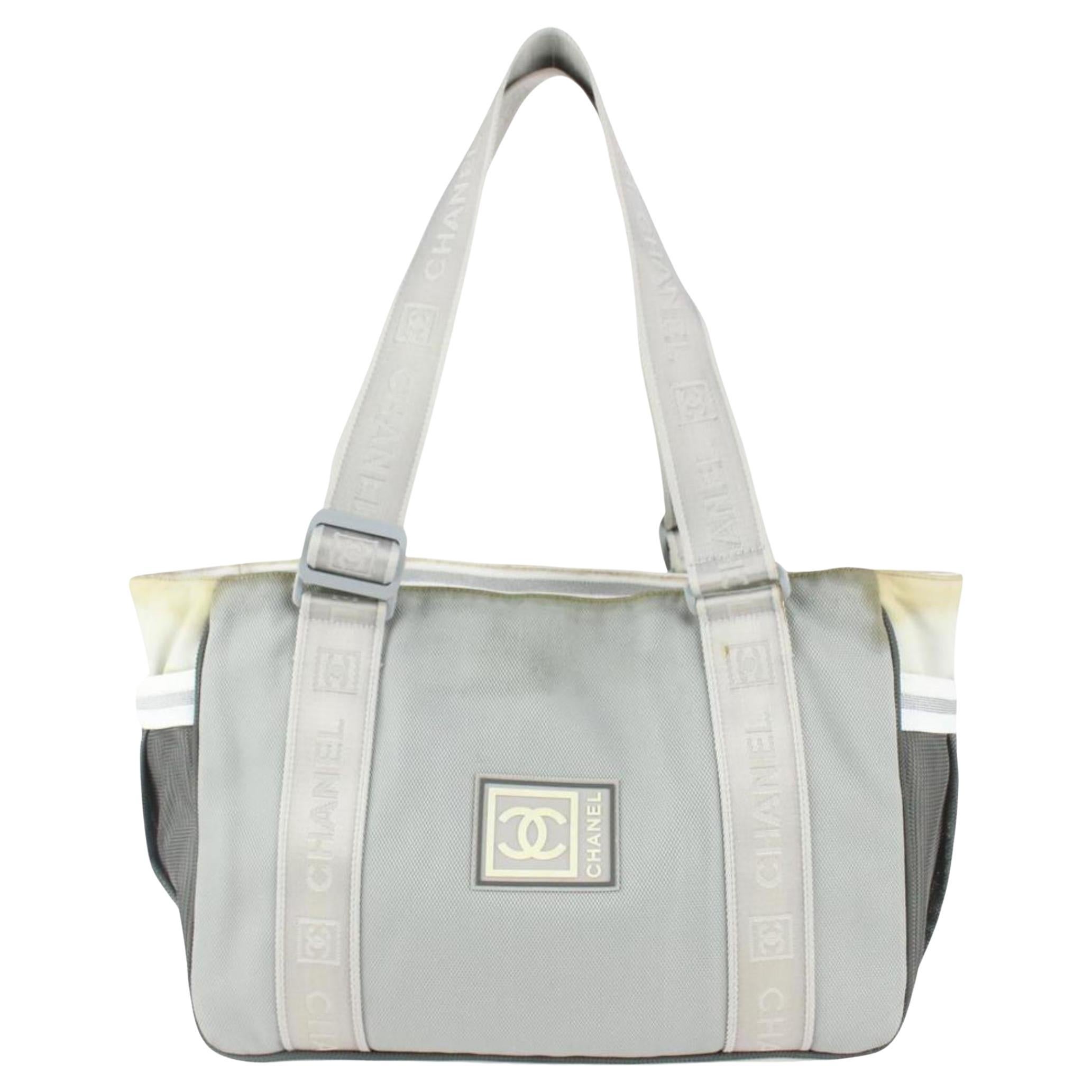 Chanel Grey CC Sports Logo Tote Bag 1115c28 For Sale at 1stDibs