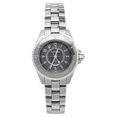 Vintage Chanel Grey Ceramic Stainless Steel J12 H2978 Women's Wristwatch 33 mm