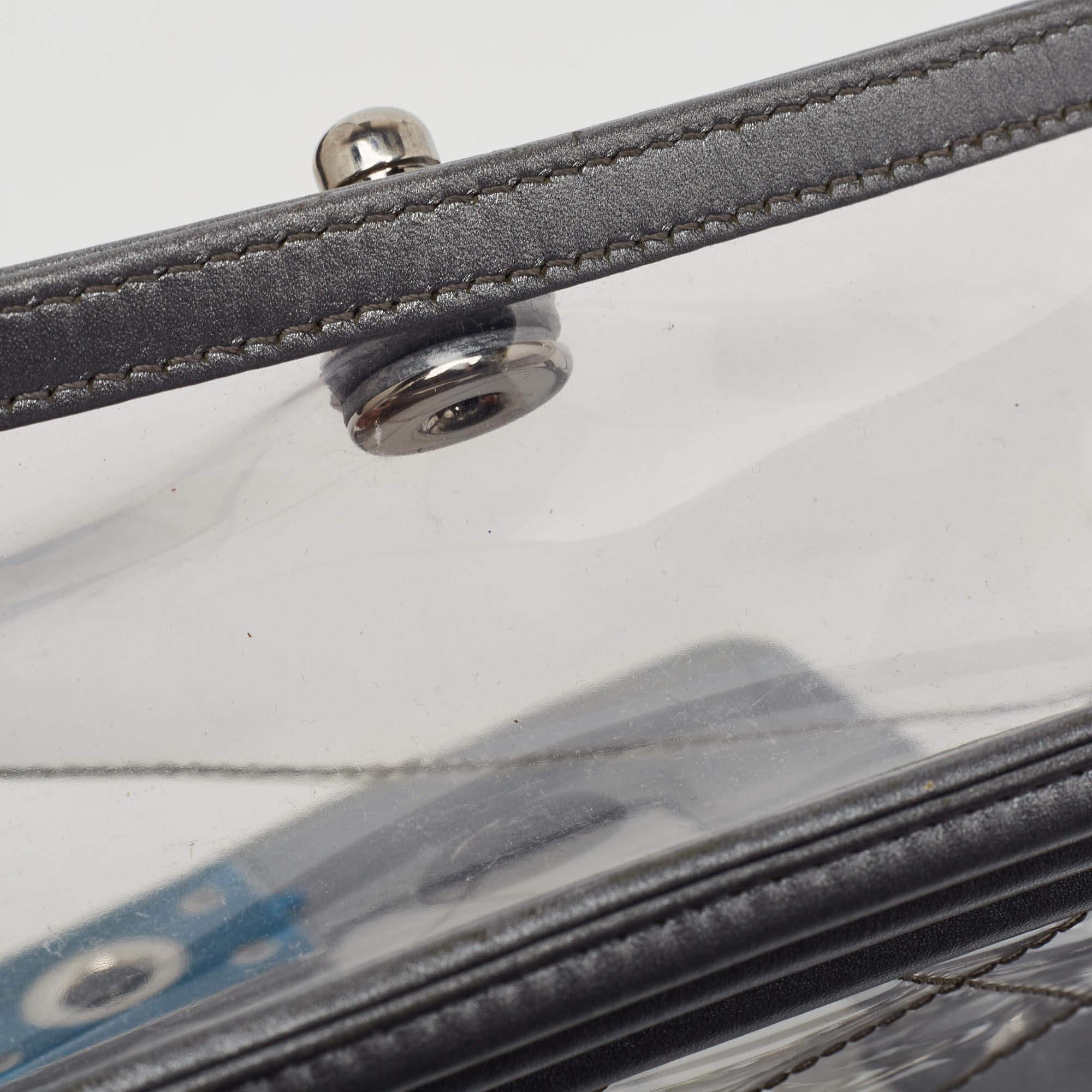 Chanel Grey/Clear Quilted PVC and Leather Small Boy Flap Bag 3