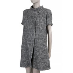 CHANEL grau Baumwolle 15P SHORT SLEEVE TWEED Mantel Jacke 46 XXL