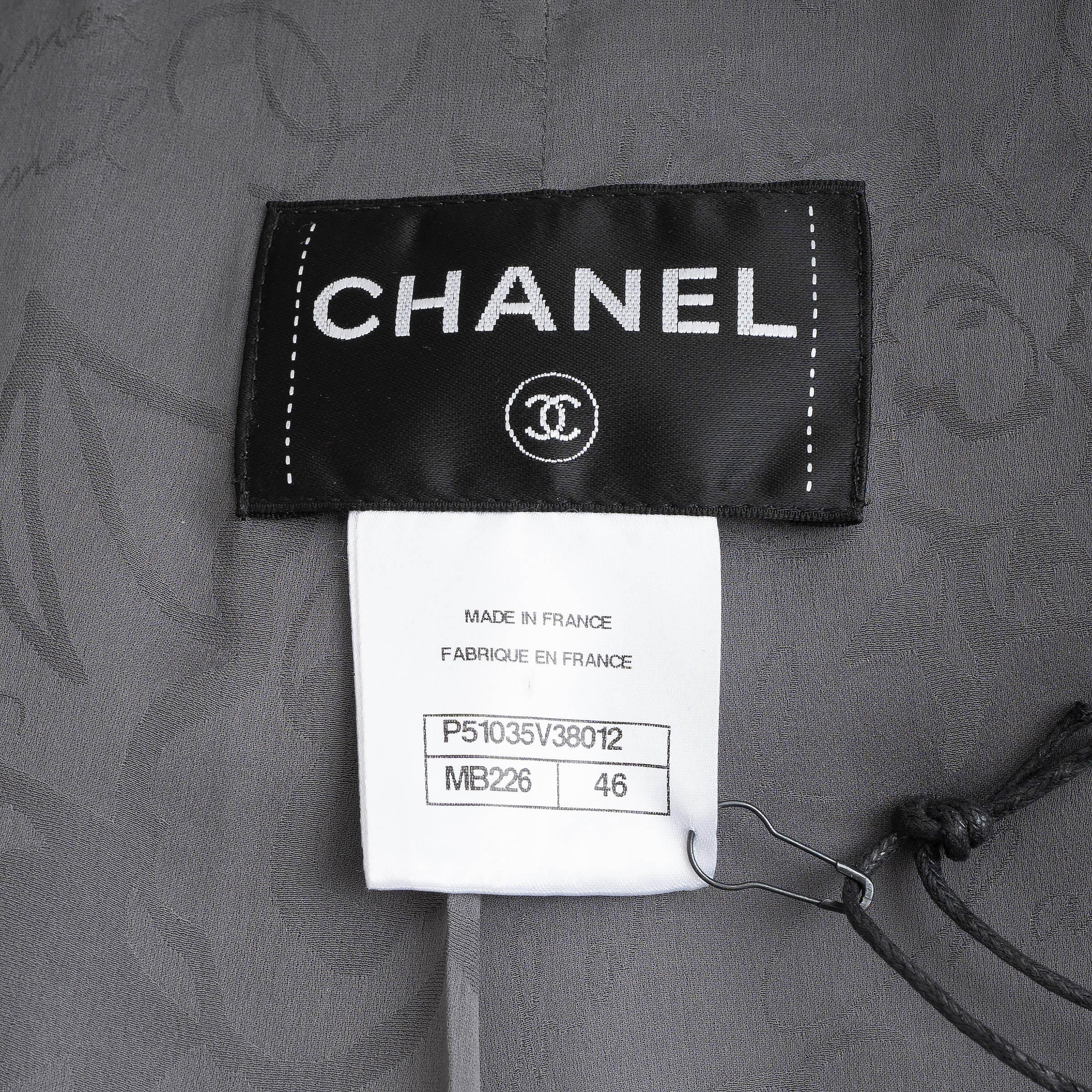 CHANEL grey cotton 15P SHORT SLEEVE TWEED Coat Jacket 46 XXL For Sale 3