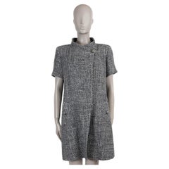 CHANEL grey cotton 15P SHORT SLEEVE TWEED Coat Jacket 46 XXL