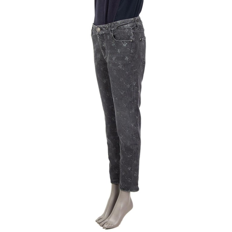 CHANEL grey cotton 2019 PRINTED DENIM SKINNY Jeans Pants 42 L For Sale at  1stDibs | chanel jeans, chanel skinny jeans