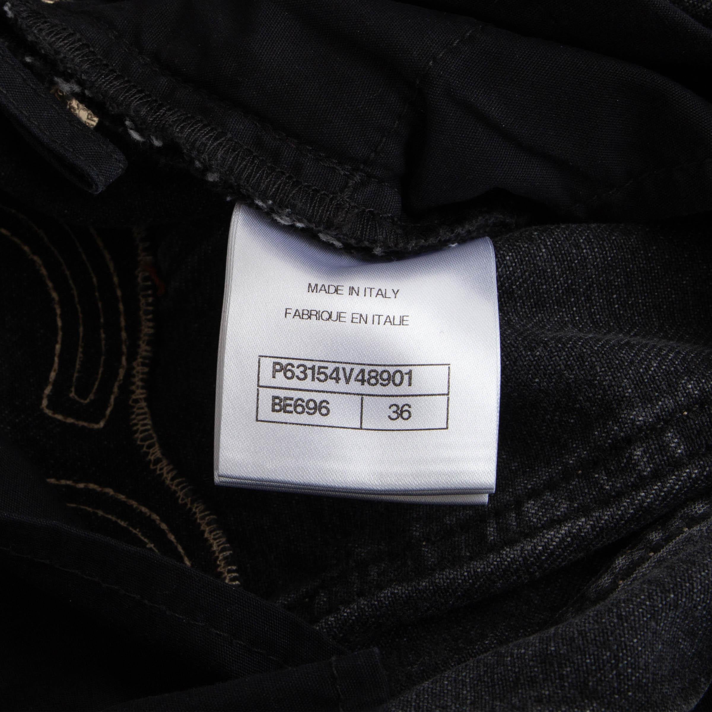 Chanel, cotone grigio 20P FLARED WIDE-LEG Pantaloni di jeans 36 XS in vendita 2