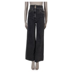 Chanel, cotone grigio 20P FLARED WIDE-LEG Pantaloni di jeans 36 XS