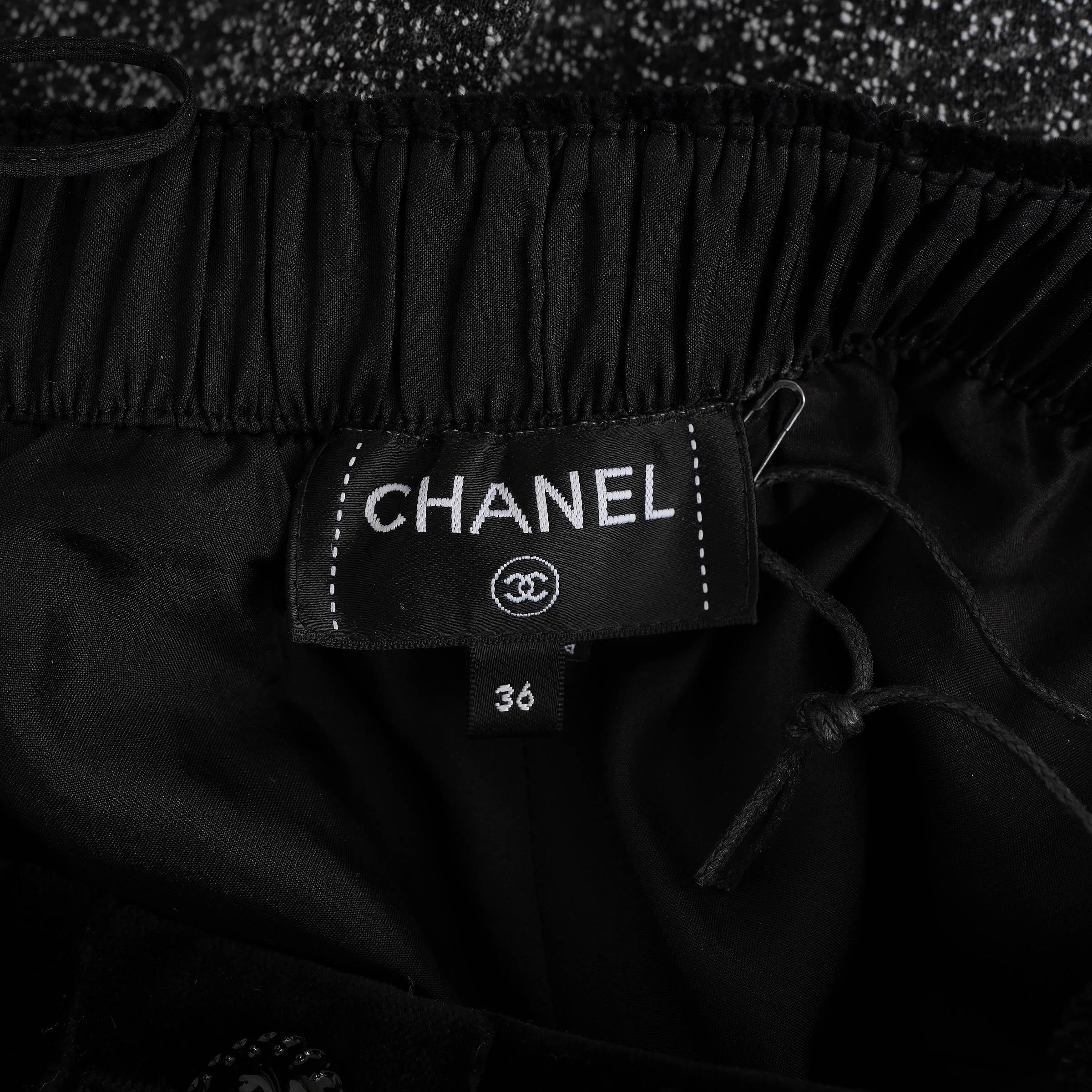 CHANEL grey cotton 22B TWEED TRACK Pants 36 XS 1