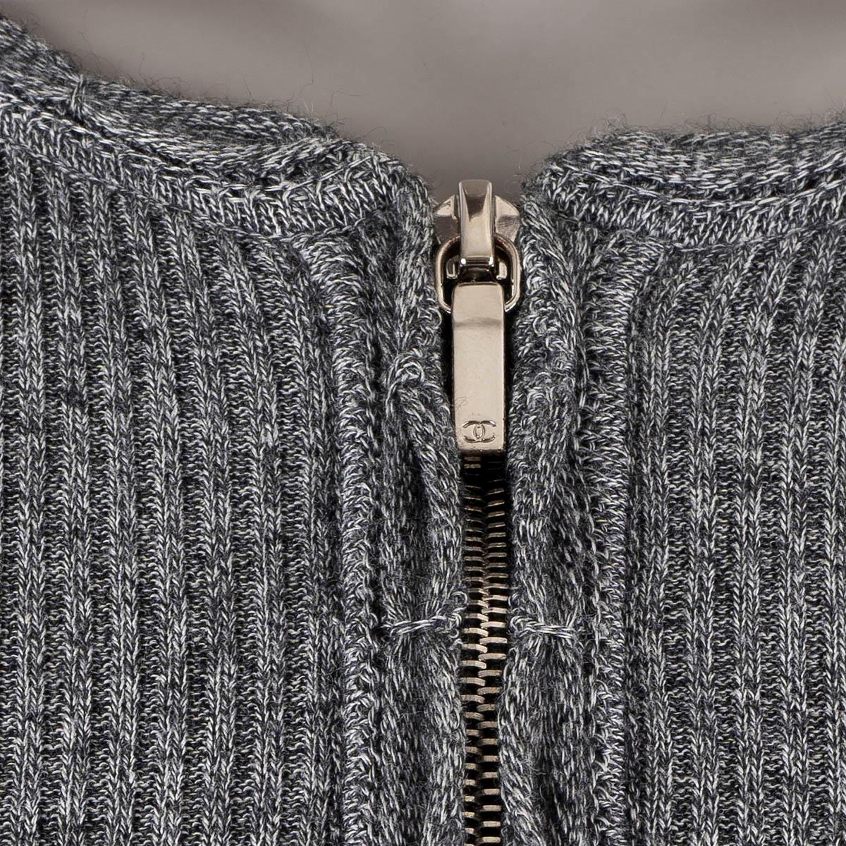 CHANEL grey cotton & cashmere 2016 16B RIB KNIT MIDI Dress 36 XS 1