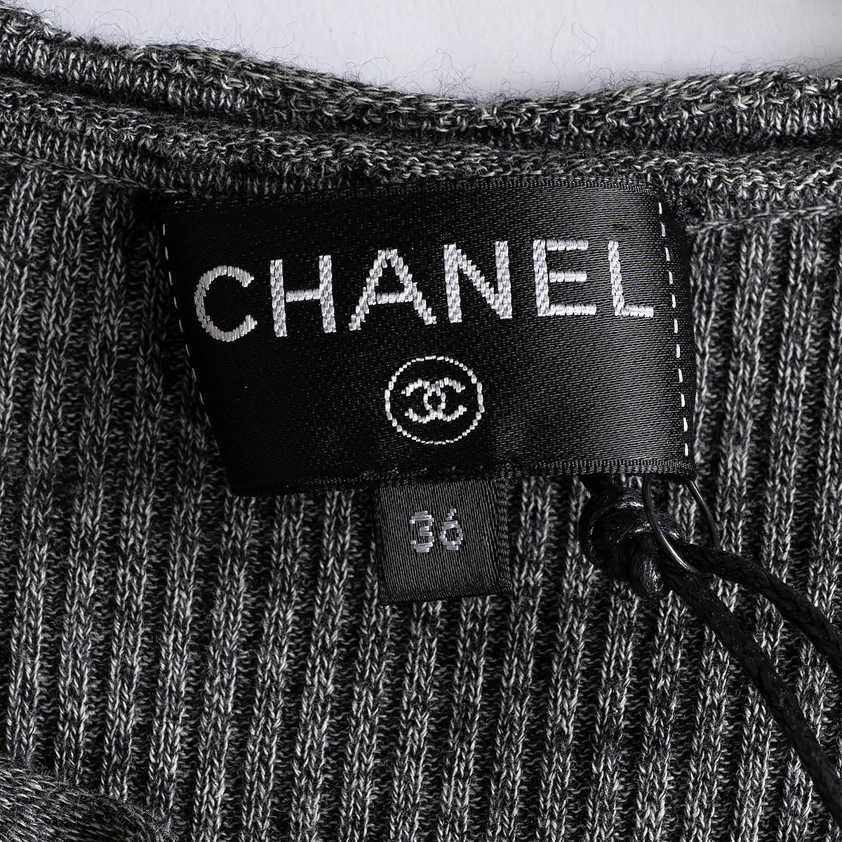 CHANEL grey cotton & cashmere 2016 16B RIB KNIT MIDI Dress 36 XS 3