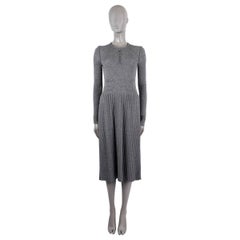 CHANEL grey cotton & cashmere 2016 16B RIB KNIT MIDI Dress 36 XS