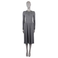 CHANEL Graues Kleid aus Baumwolle und Kaschmir 2016 16B RIB KNIT MIDI 36 XS