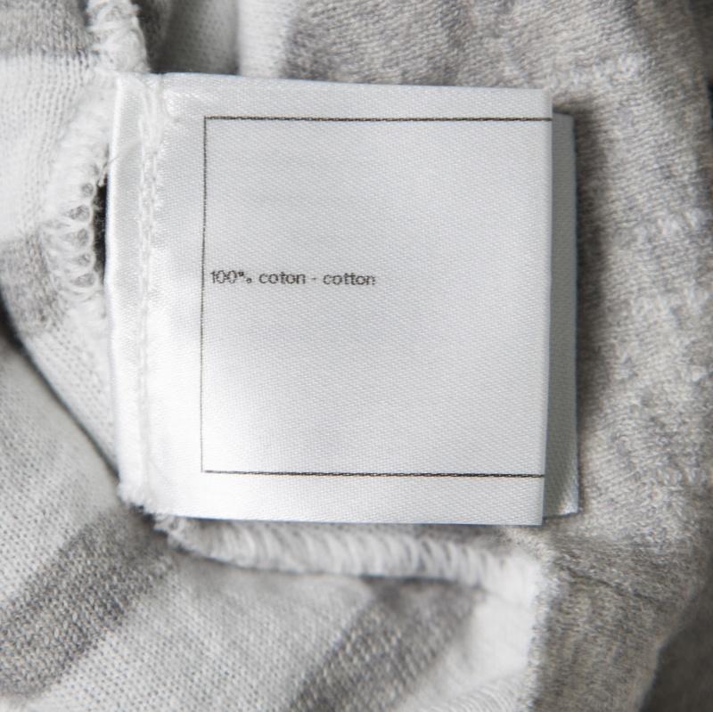 Women's Chanel Grey Cotton Knit V-Neck Sweater M