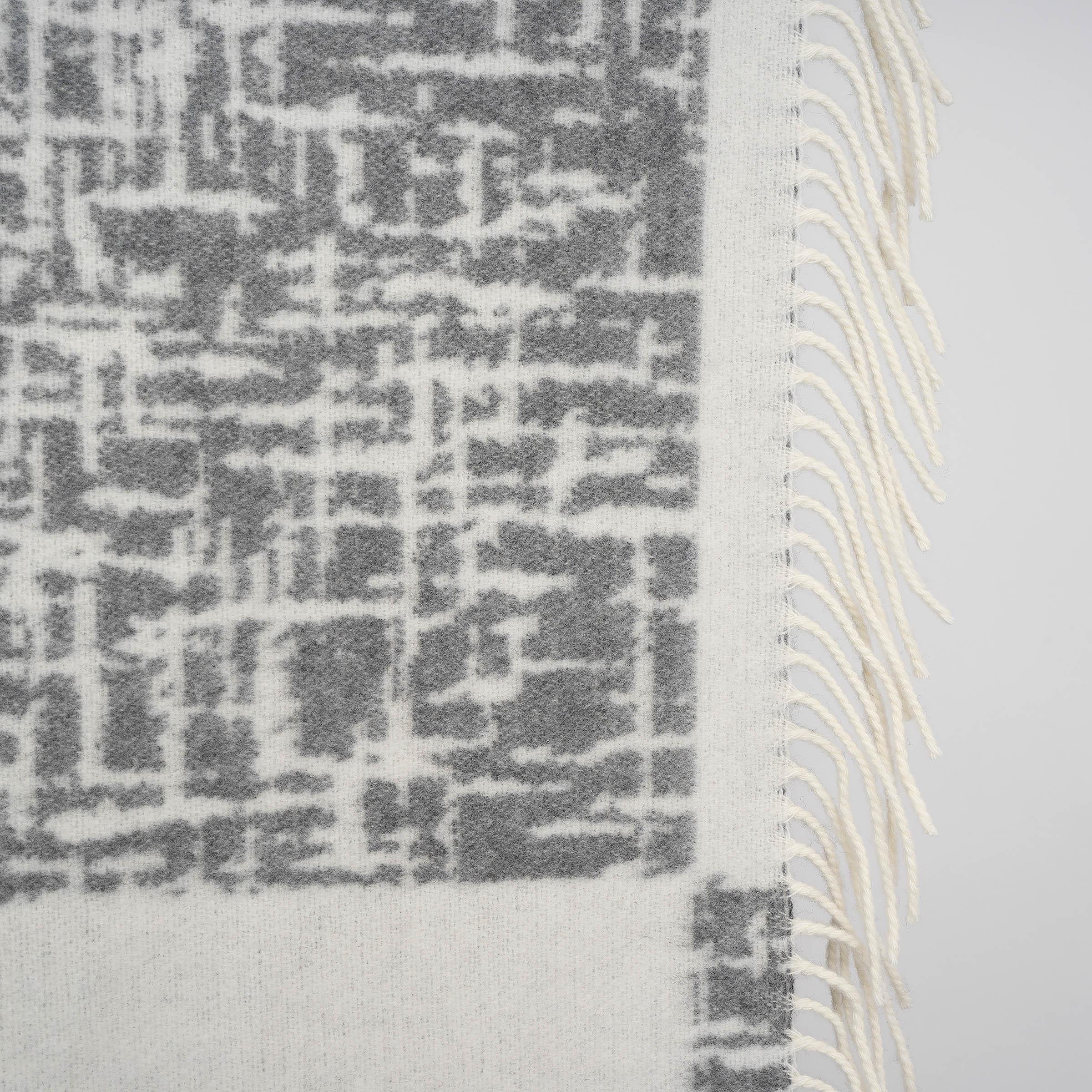 Gray CHANEL grey & cream cashmere & wool CC Throw Blanket For Sale