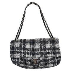 Chanel Borsa a tracolla in nylon grigio e crema 13A EDINBURG TWEED PRINT