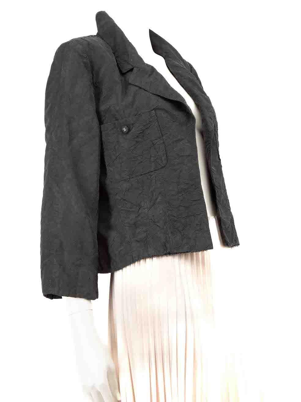 CONDITION is Very good. Minimal wear to jacket is evident. Minimal discolouration to both sides of the collar. The size label is missing on this used Chanel designer resale item.
 
 
 
 Details
 
 
 Grey
 
 Synthetic
 
 Jacket
 
 Button up