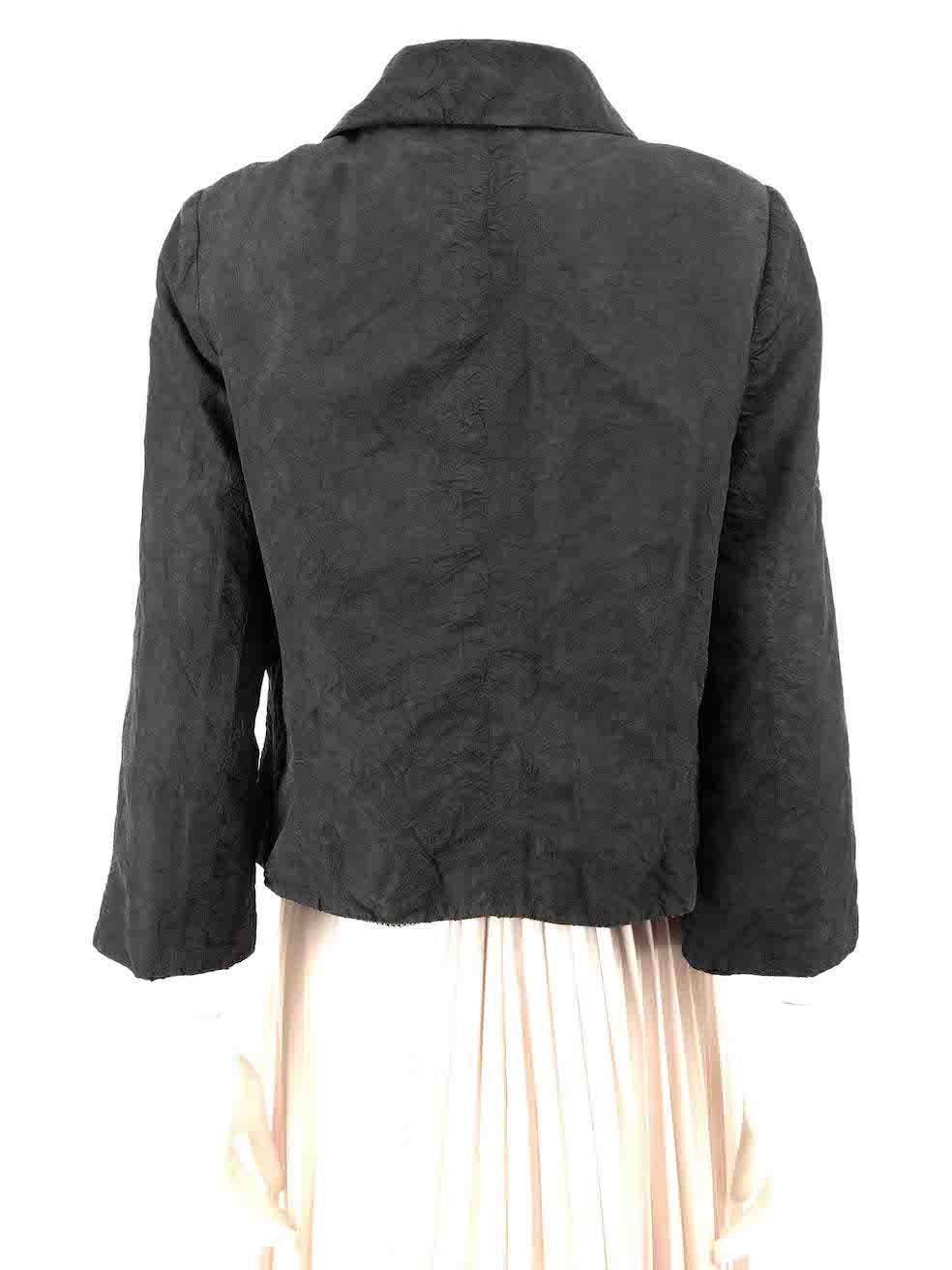 Black Chanel Grey Creased Detail CC Logo Button Jacket Size M