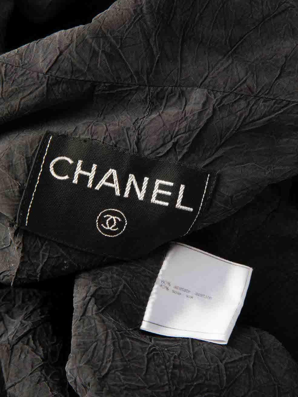 Chanel Grey Creased Detail CC Logo Button Jacket Size M 1