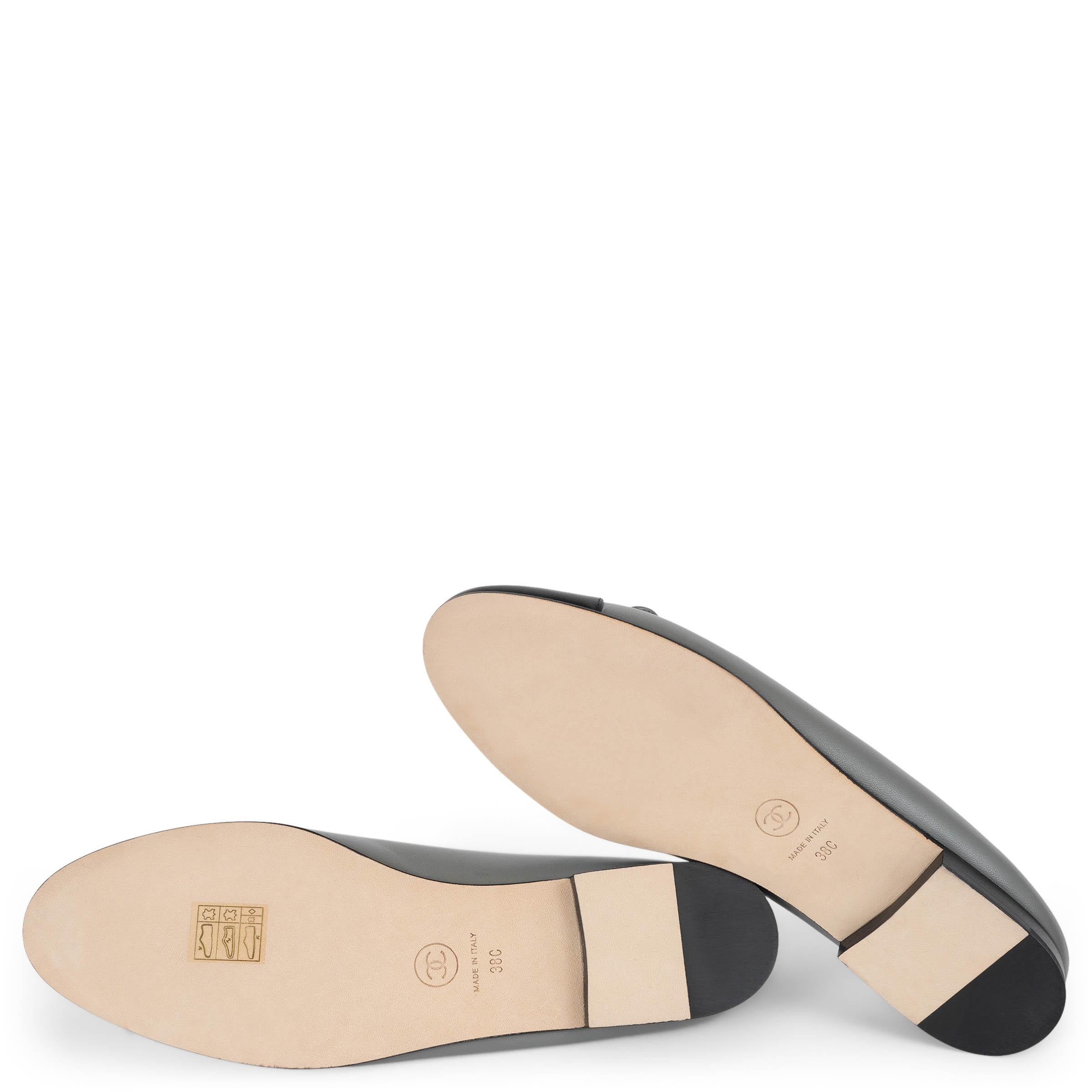 CHANEL grau & dunkelgrau Leder CLASSIC Ballet Flats Schuhe 38 G02819 im Angebot 4