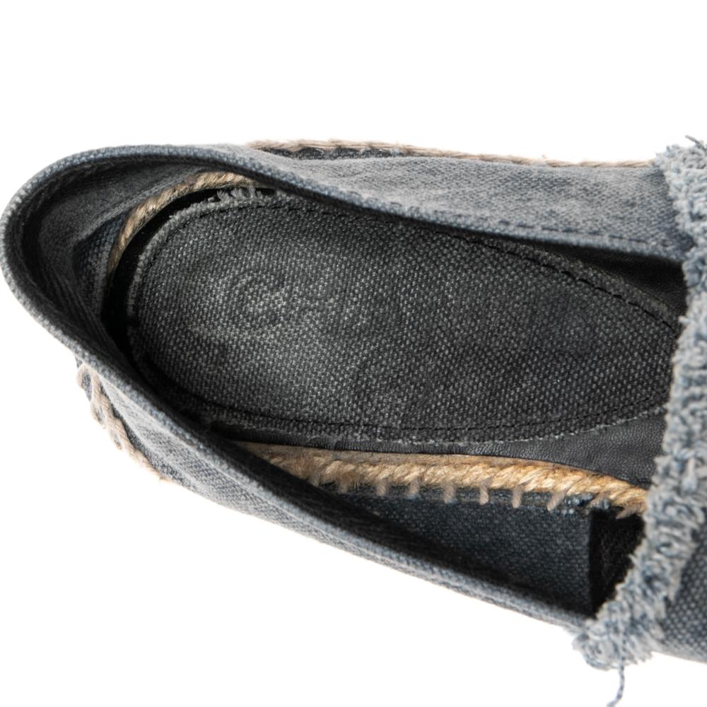 Gray Chanel Grey Denim CC Espadrille Flats Size 36