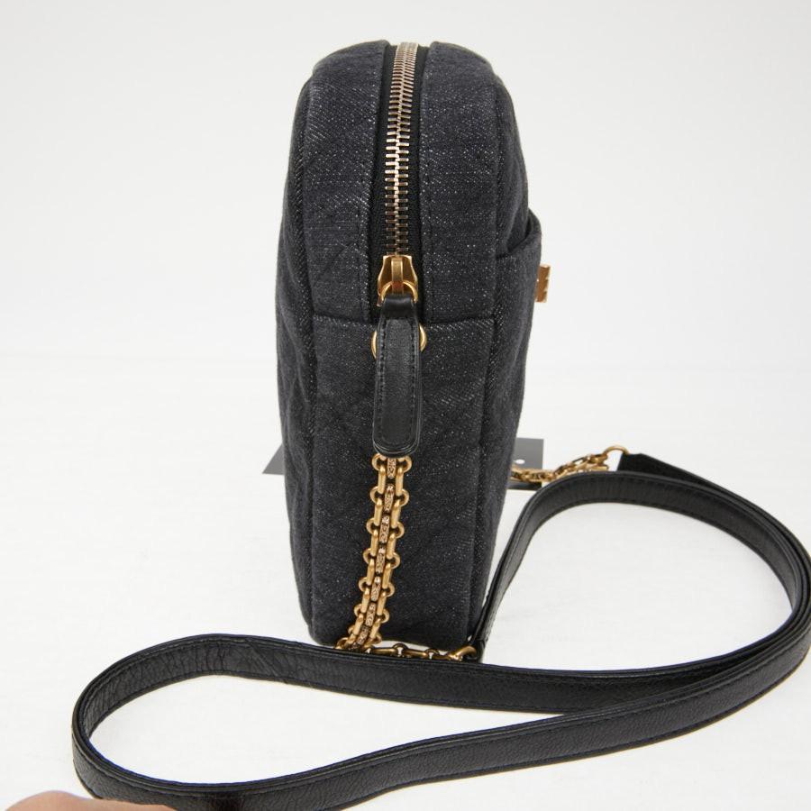 Black CHANEL Grey Denim Fabric Wallet Shoulder Bag