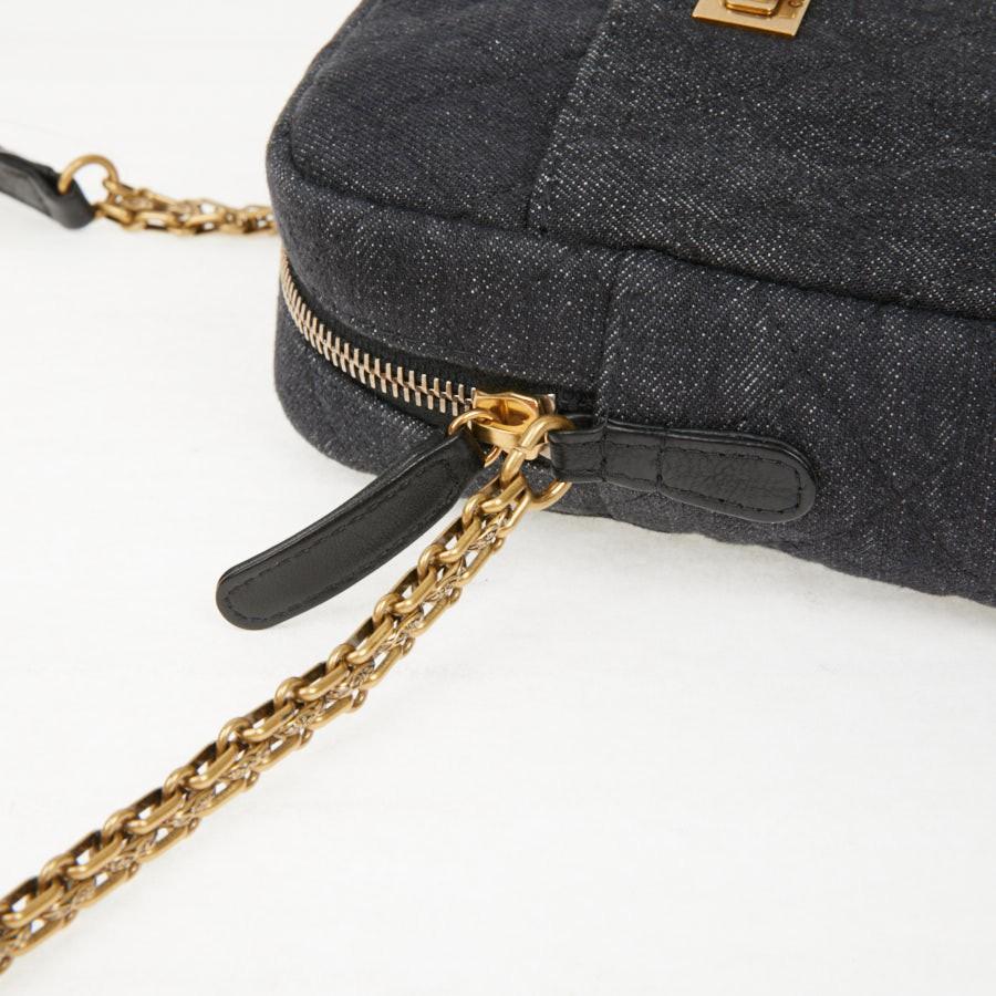 CHANEL Grey Denim Fabric Wallet Shoulder Bag 1