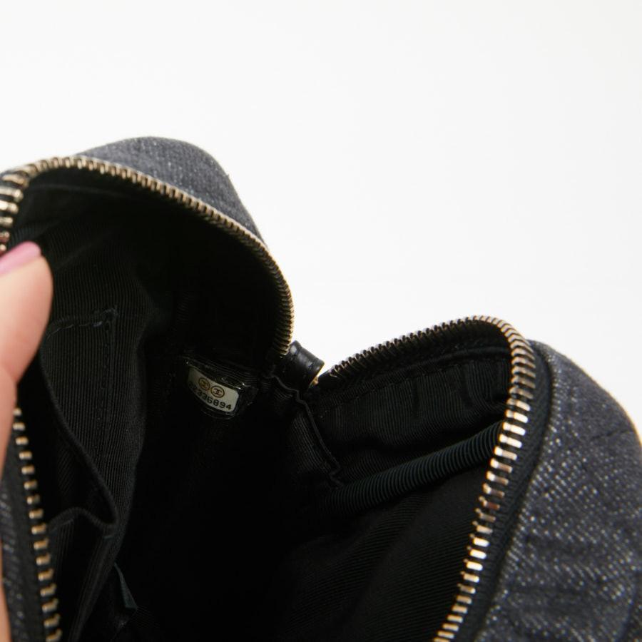 CHANEL Grey Denim Fabric Wallet Shoulder Bag 2