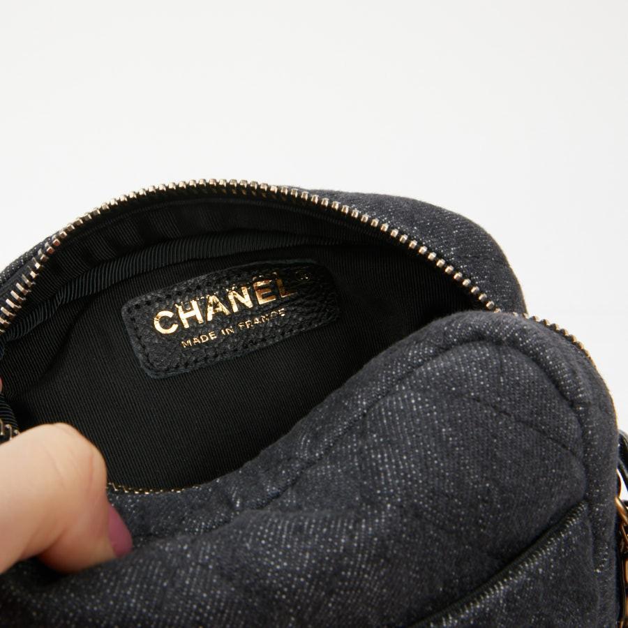 CHANEL Grey Denim Fabric Wallet Shoulder Bag 3