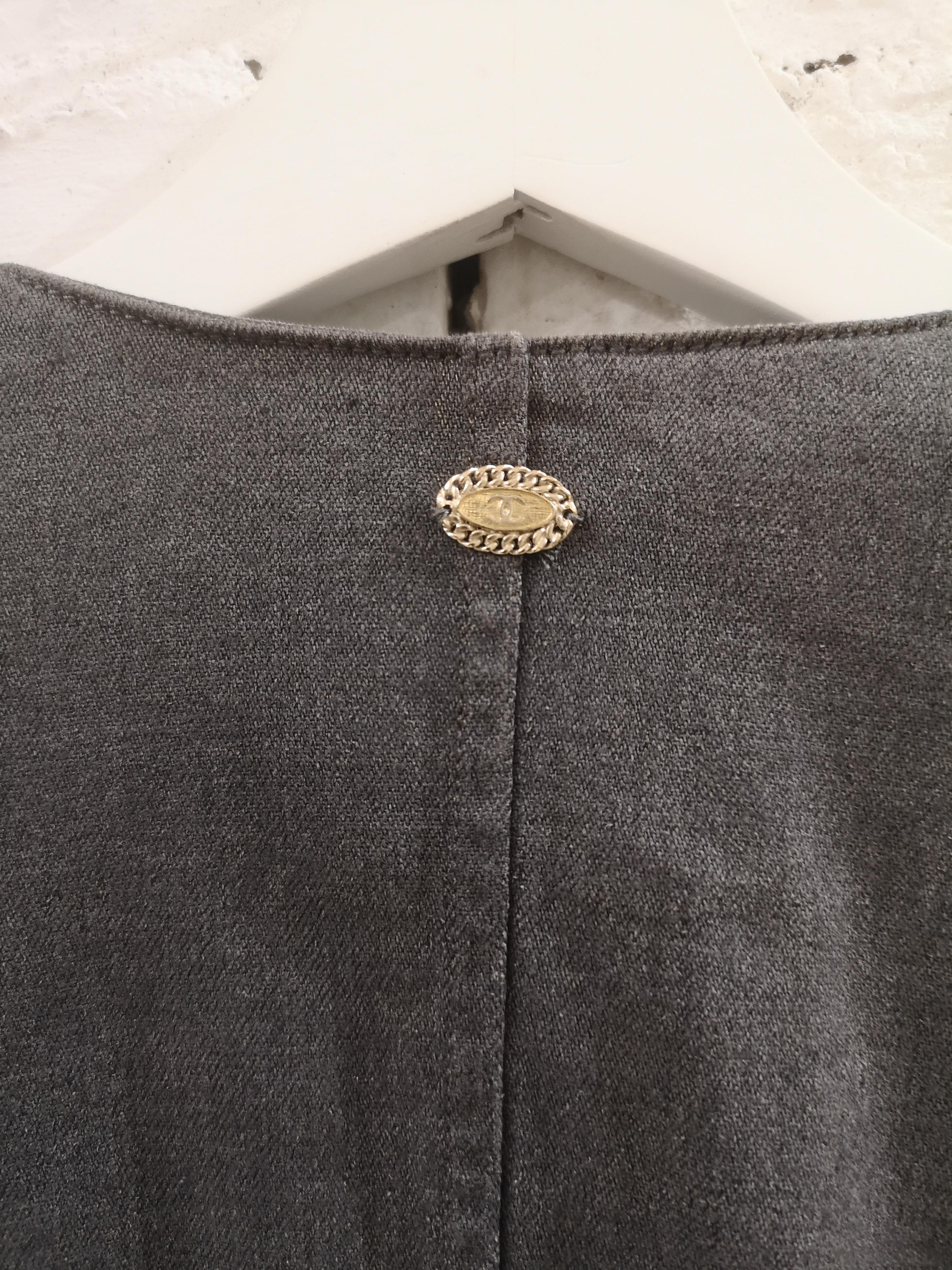 Women's Chanel grey denim jacket For Sale