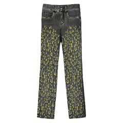 Chanel Grey Denim Jeans w/ Yellow Distressing sz FR34