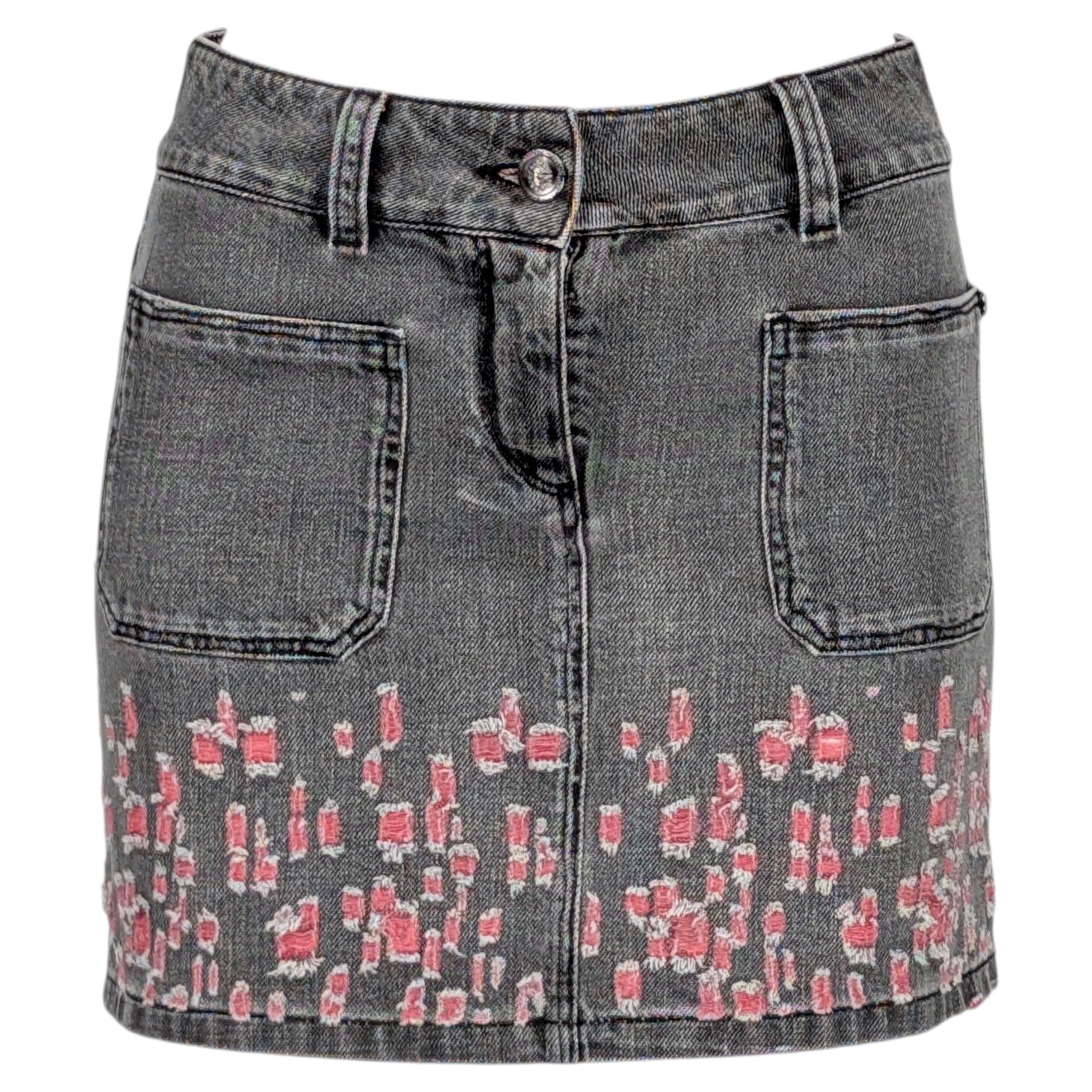 CHANEL minifalda vaquera gris FR 34