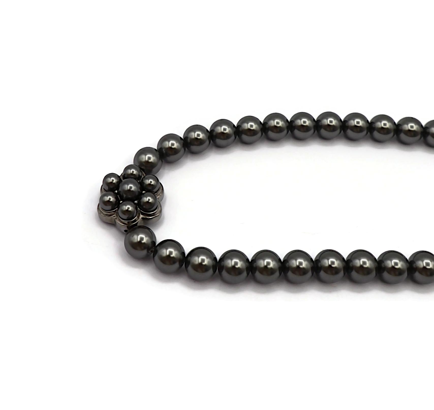 CHANEL Grey Faux Pearl Necklace, 2015 For Sale 8