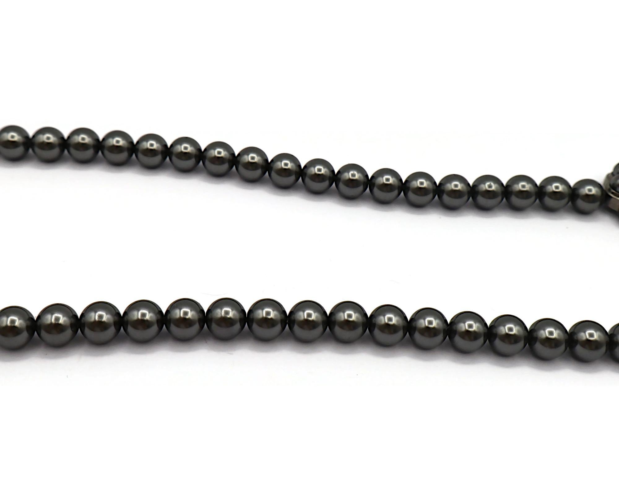 CHANEL Grey Faux Pearl Necklace, 2015 For Sale 10