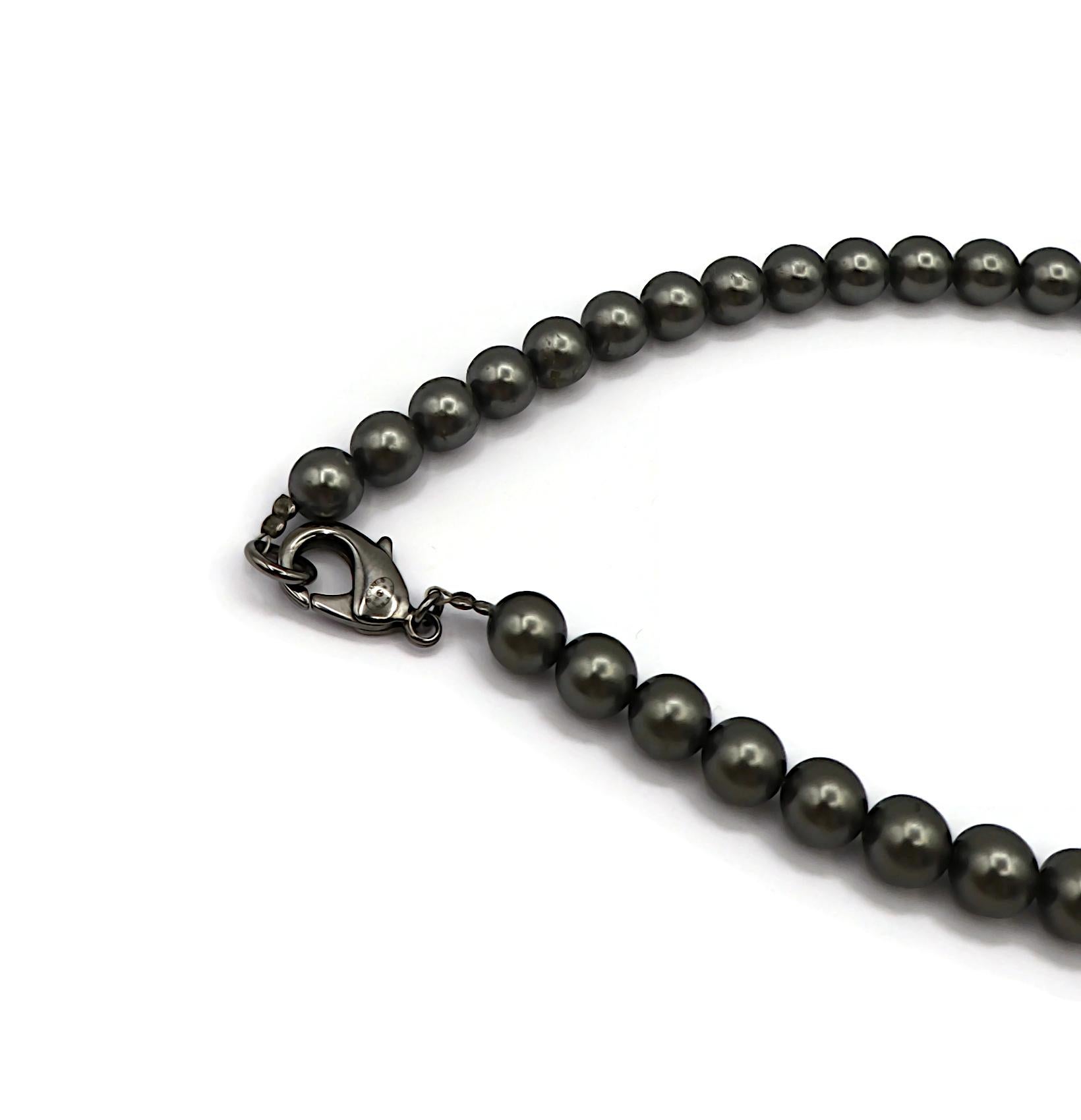 CHANEL Grey Faux Pearl Necklace, 2015 For Sale 1