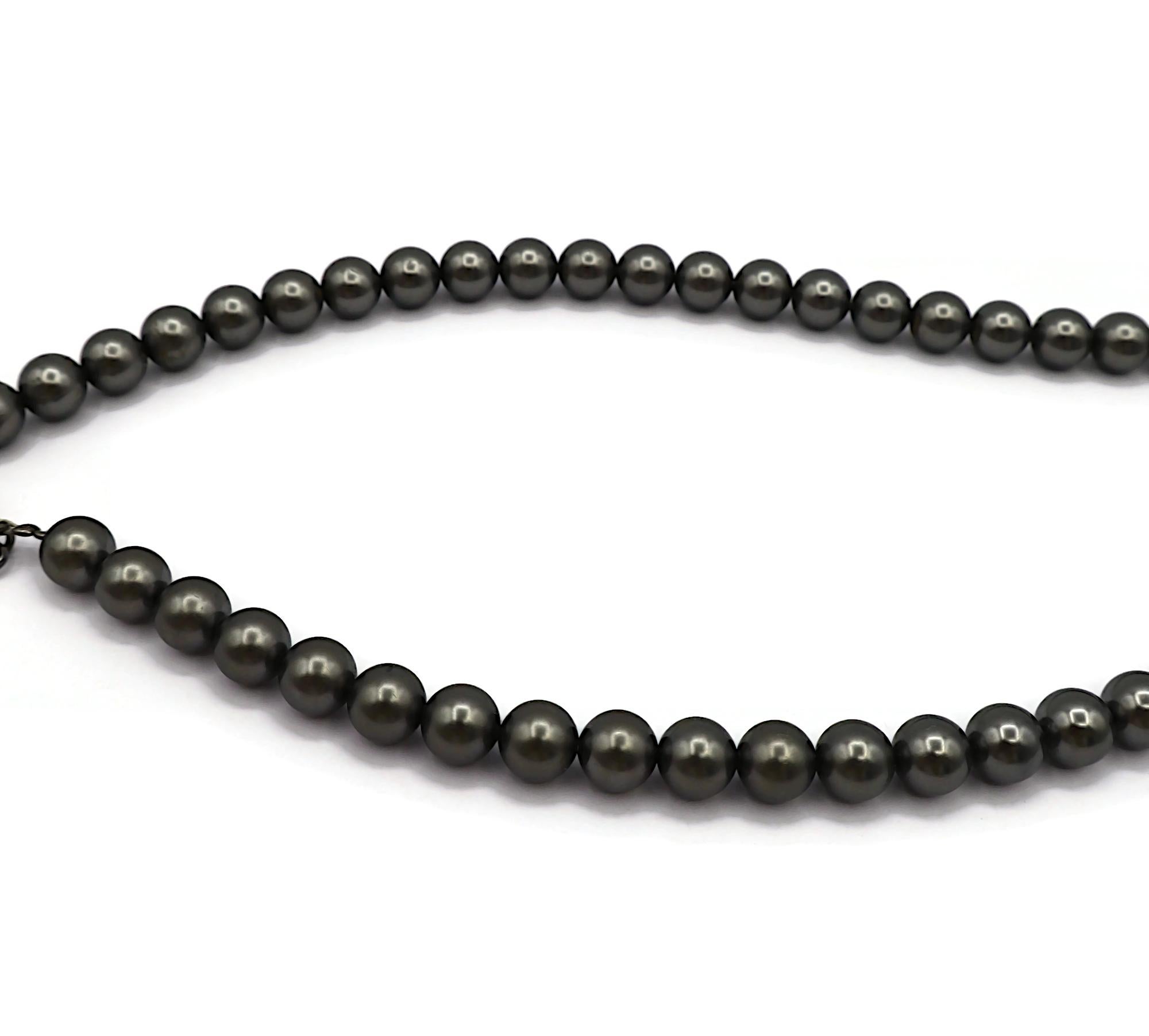CHANEL Grey Faux Pearl Necklace, 2015 For Sale 2