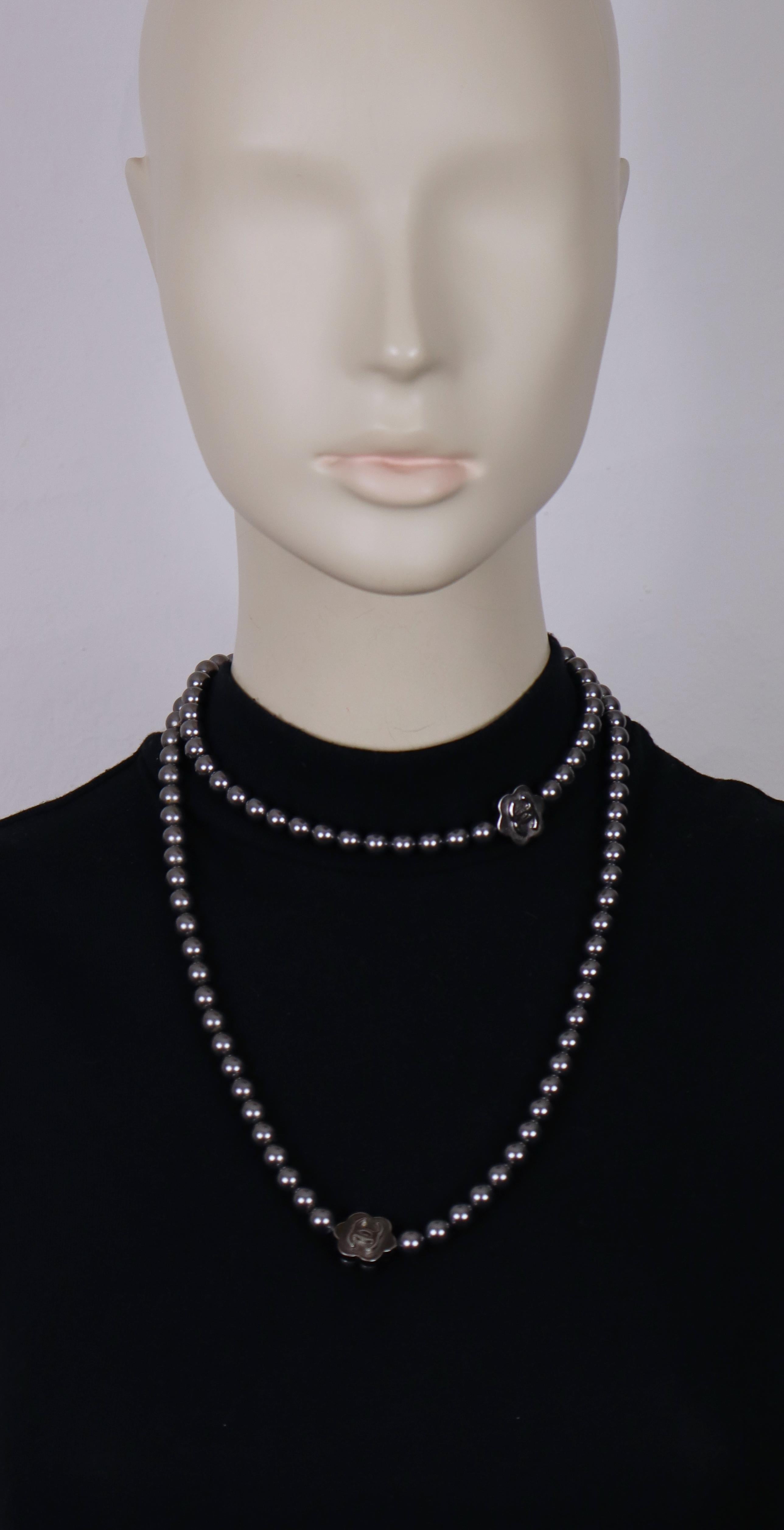 Women's CHANEL Grey Faux Pearl Necklace, 2015 For Sale