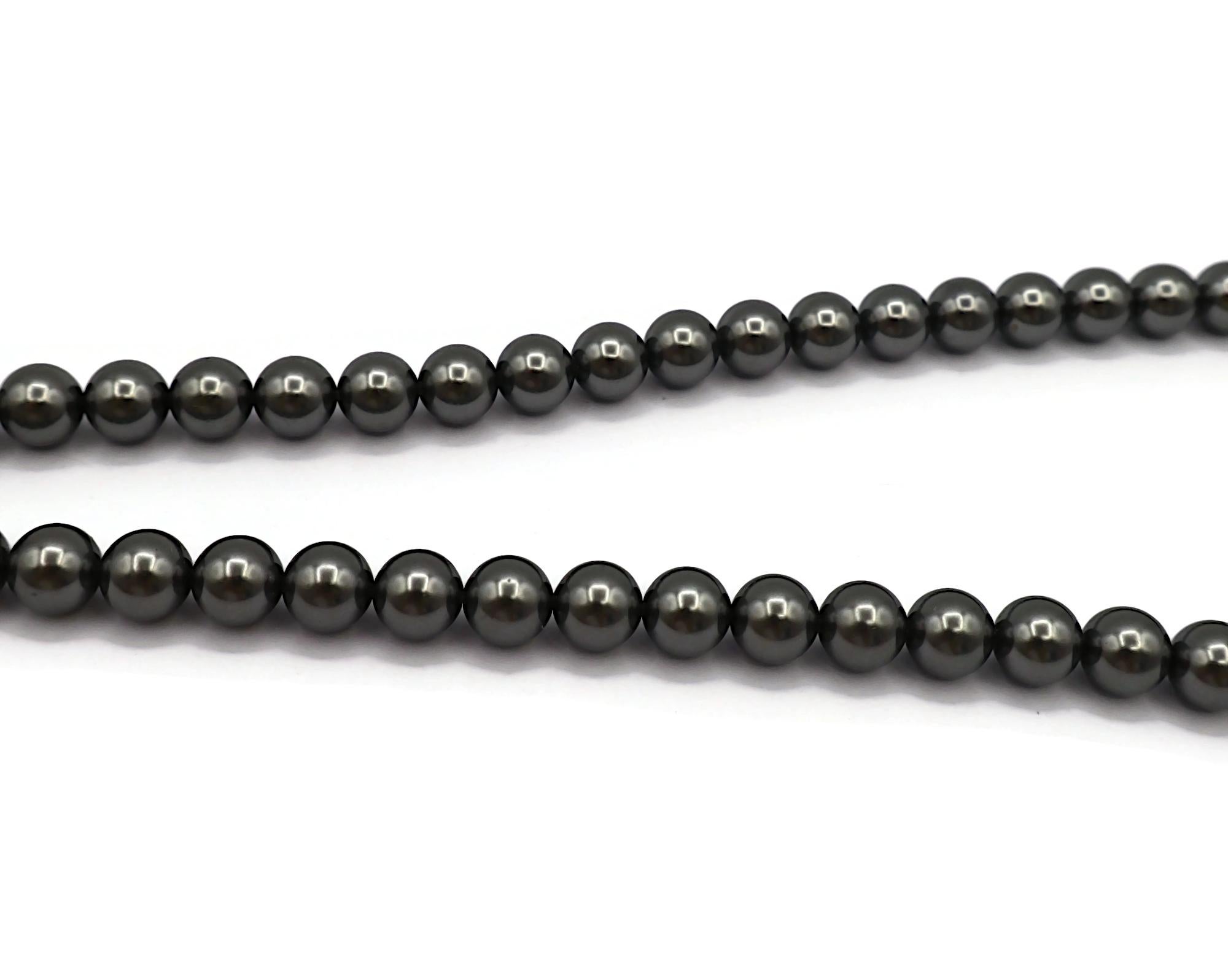 CHANEL Grey Faux Pearl Necklace, 2015 For Sale 5