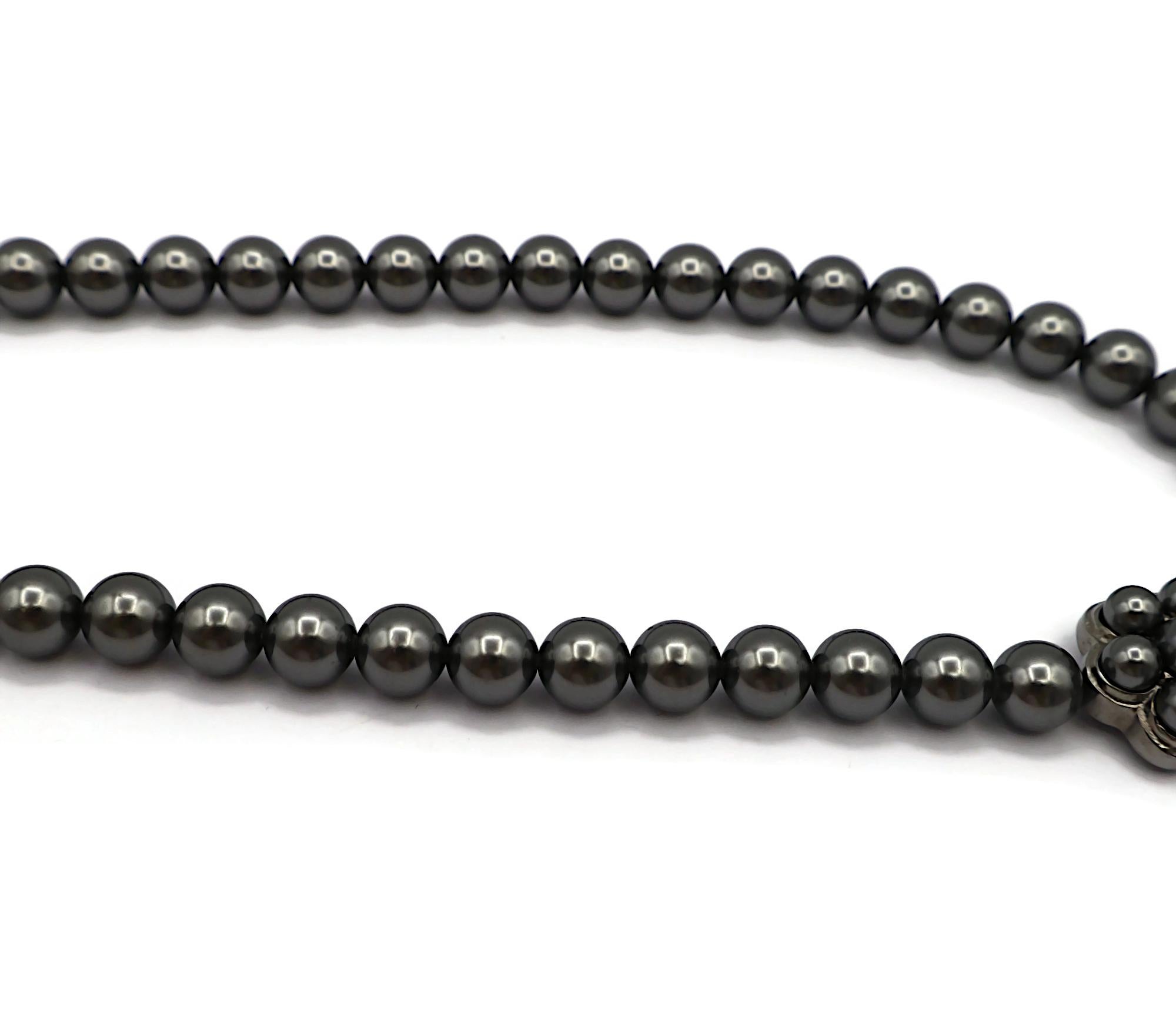 CHANEL Grey Faux Pearl Necklace, 2015 For Sale 6