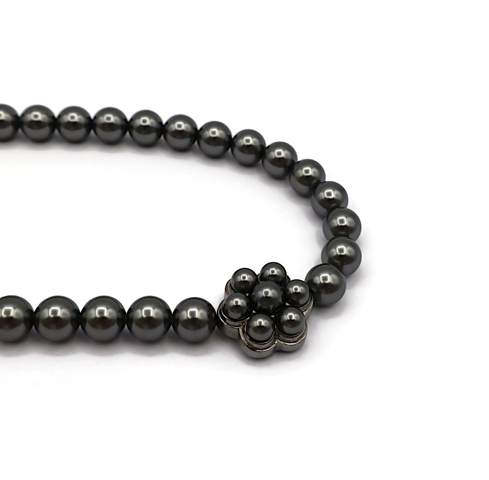 CHANEL Grey Faux Pearl Necklace, 2015 For Sale 7