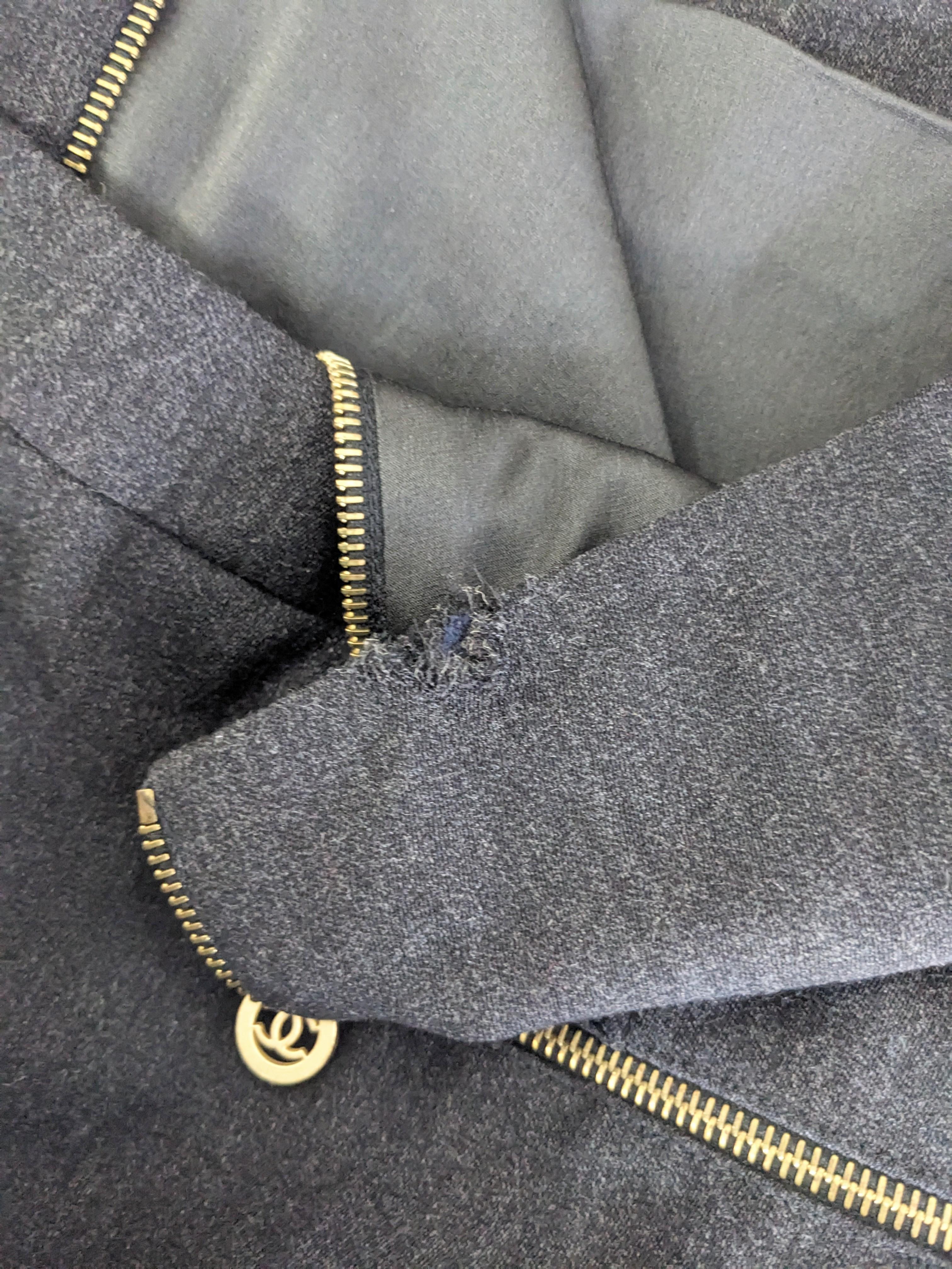 Chanel Grauer Stretch-Bleistiftrock aus Flanell im Angebot 6