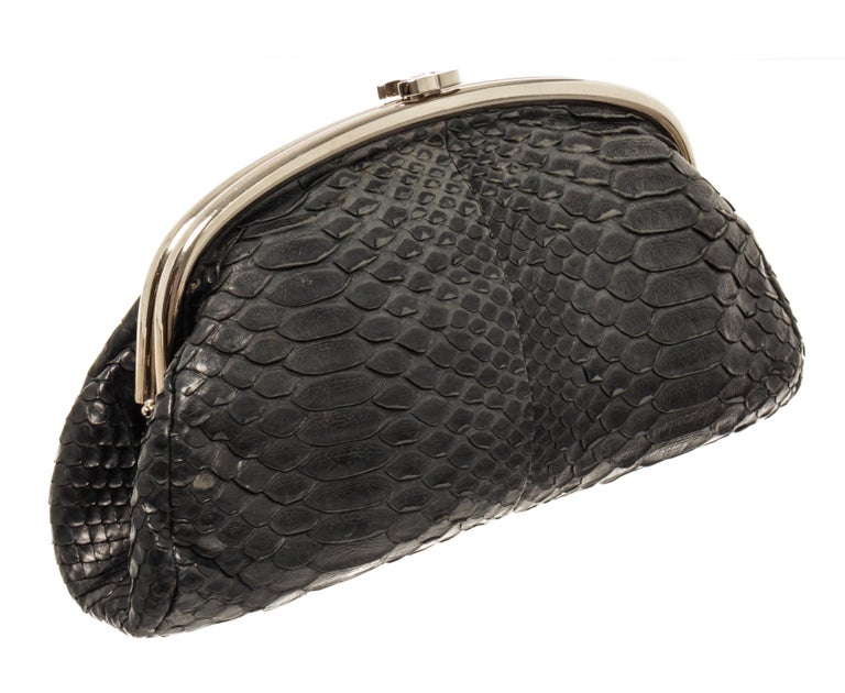 Chanel Grey Frame Python Small Clutch For Sale at 1stDibs