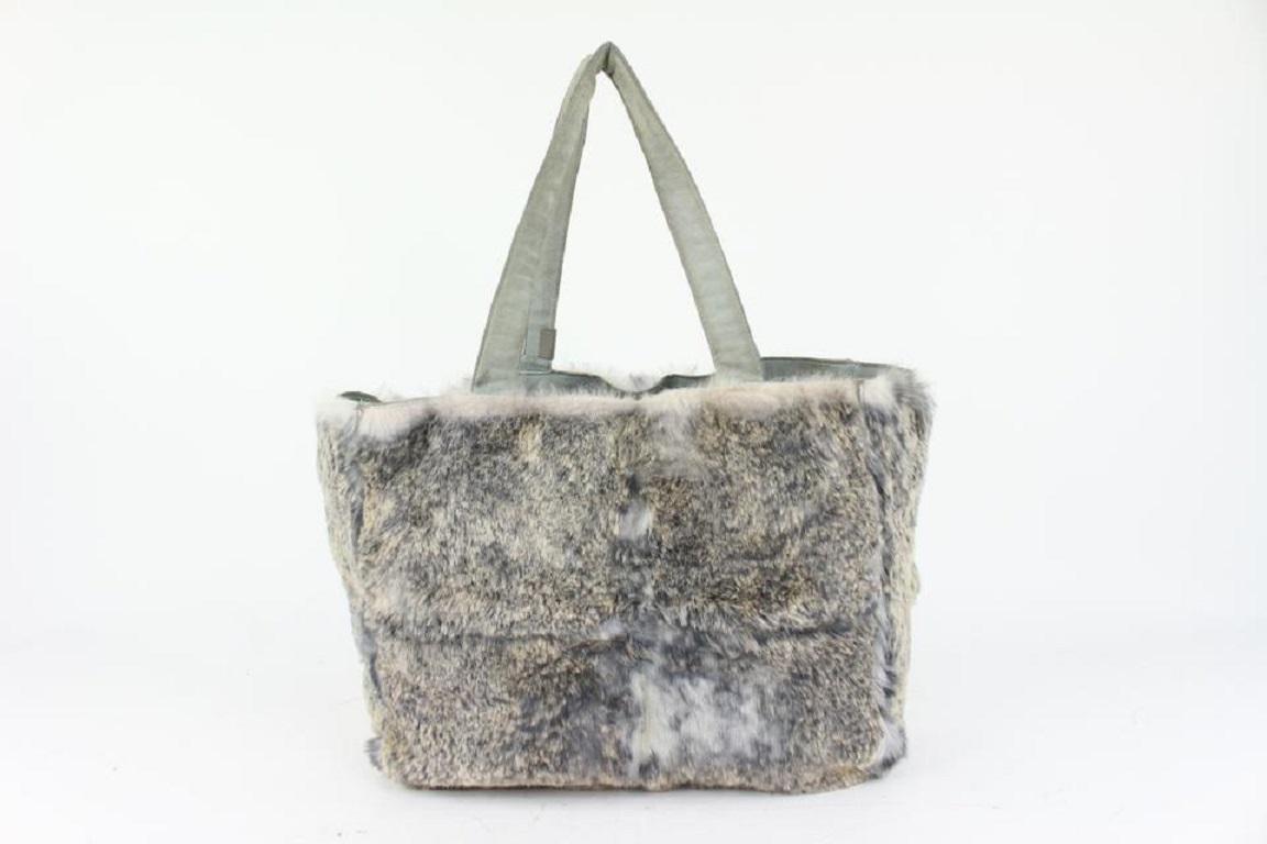 Women's Chanel Grey Fur Rabbit Lapin Tote Bag 1014c22 For Sale