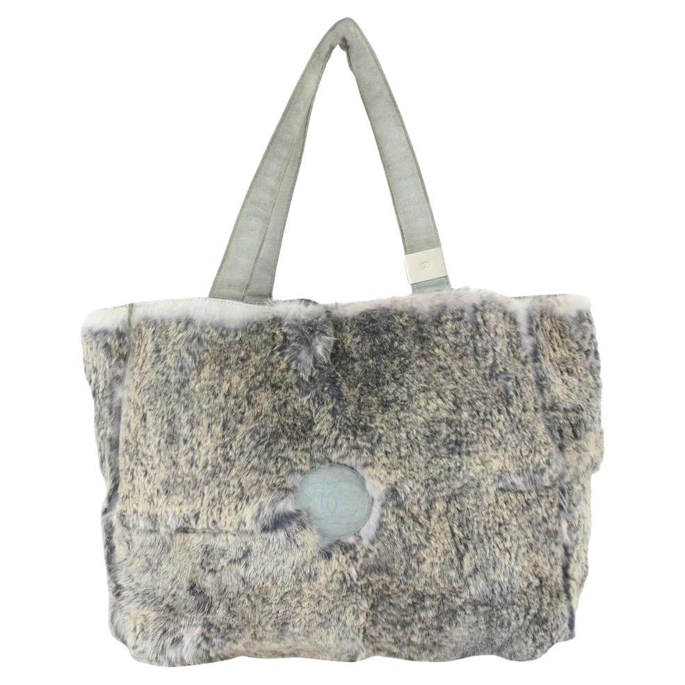 Chanel Grey Fur Rabbit Lapin Tote Bag 1014c22 For Sale