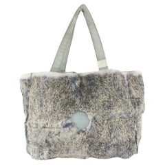 Vintage Chanel Grey Fur Rabbit Lapin Tote Bag 1014c22