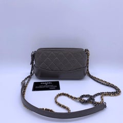 CHANEL Grey Gabrielle Clutch with Chain Quilted Aged Calfskin Shoulder Bag